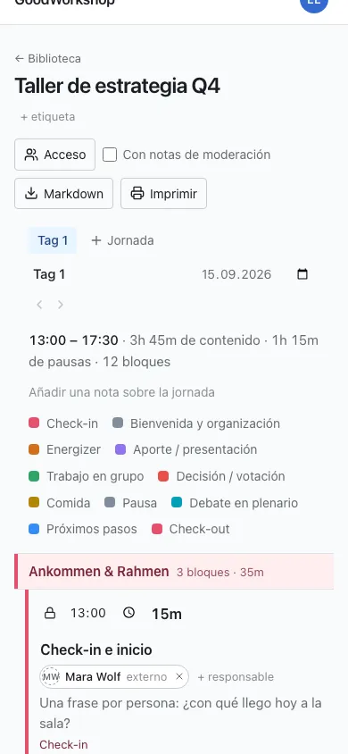 Una jornada de taller en el móvil
